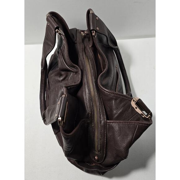 B. Makowsky Shoulder Bag Brown Leather Copper Hardware Large Slouchy Bag - Picture 7 of 16